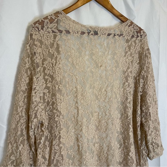 DOUBLE TAKE Women’s Tan Nude Lacy Sheer Kimono Cardigan Robe One Size - Picture 10 of 13